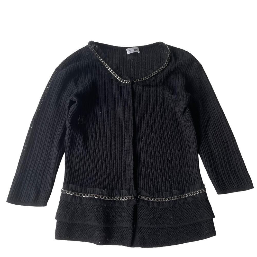 Philosophy di Alberta Ferretti Virgin Wool Cardigan Sweater Chain Trim 4 EUC